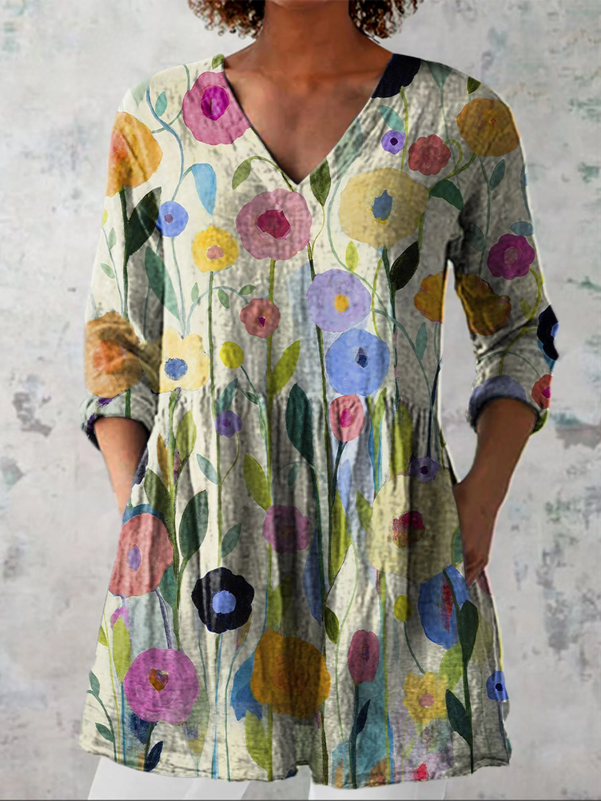 Louise | Blusa larga con escote en V - Imagen 1
