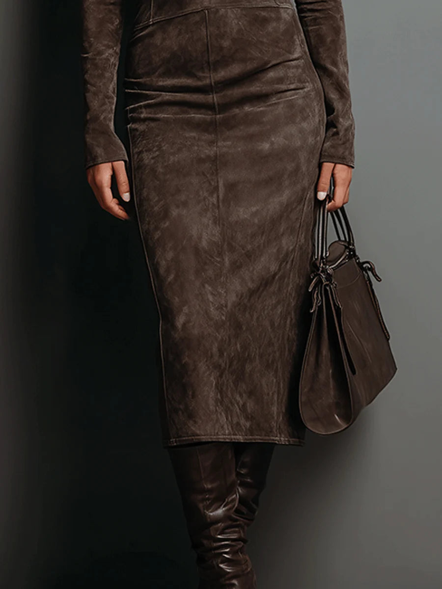 Lorène | Vestido midi marrón