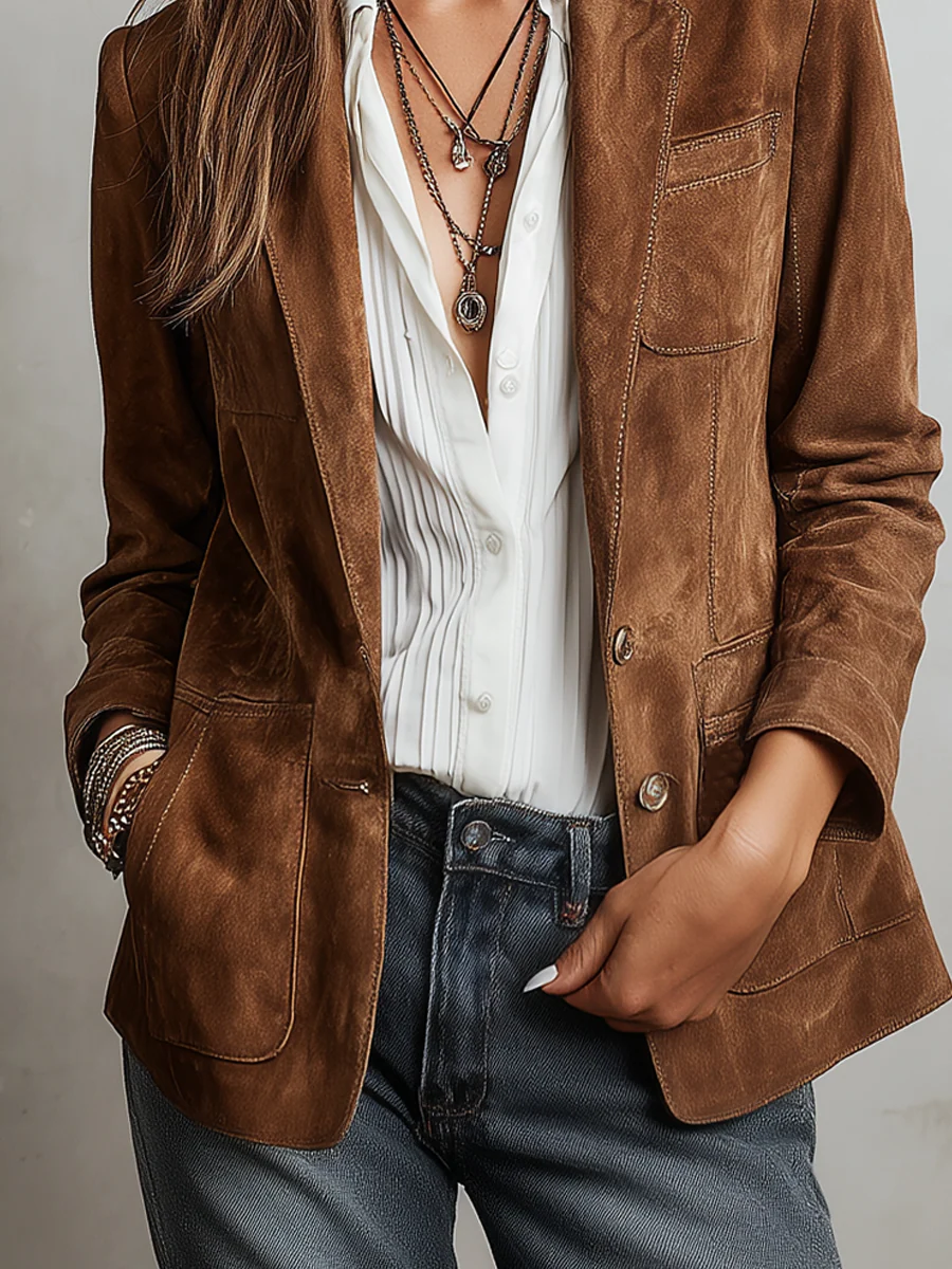 Aurora | Blazer marrón de estilo vintage