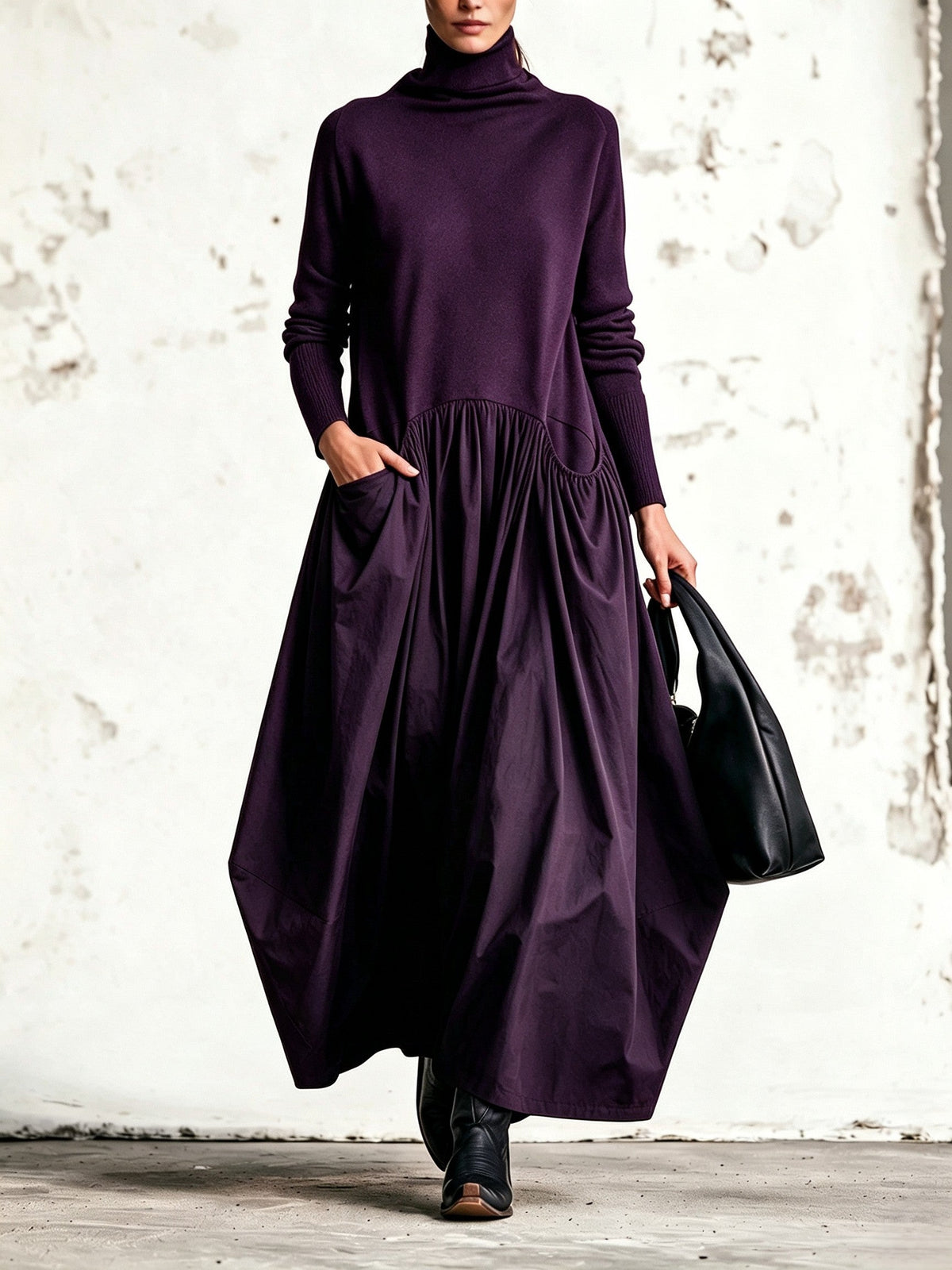 Odette | Vestido largo holgado con cuello alto