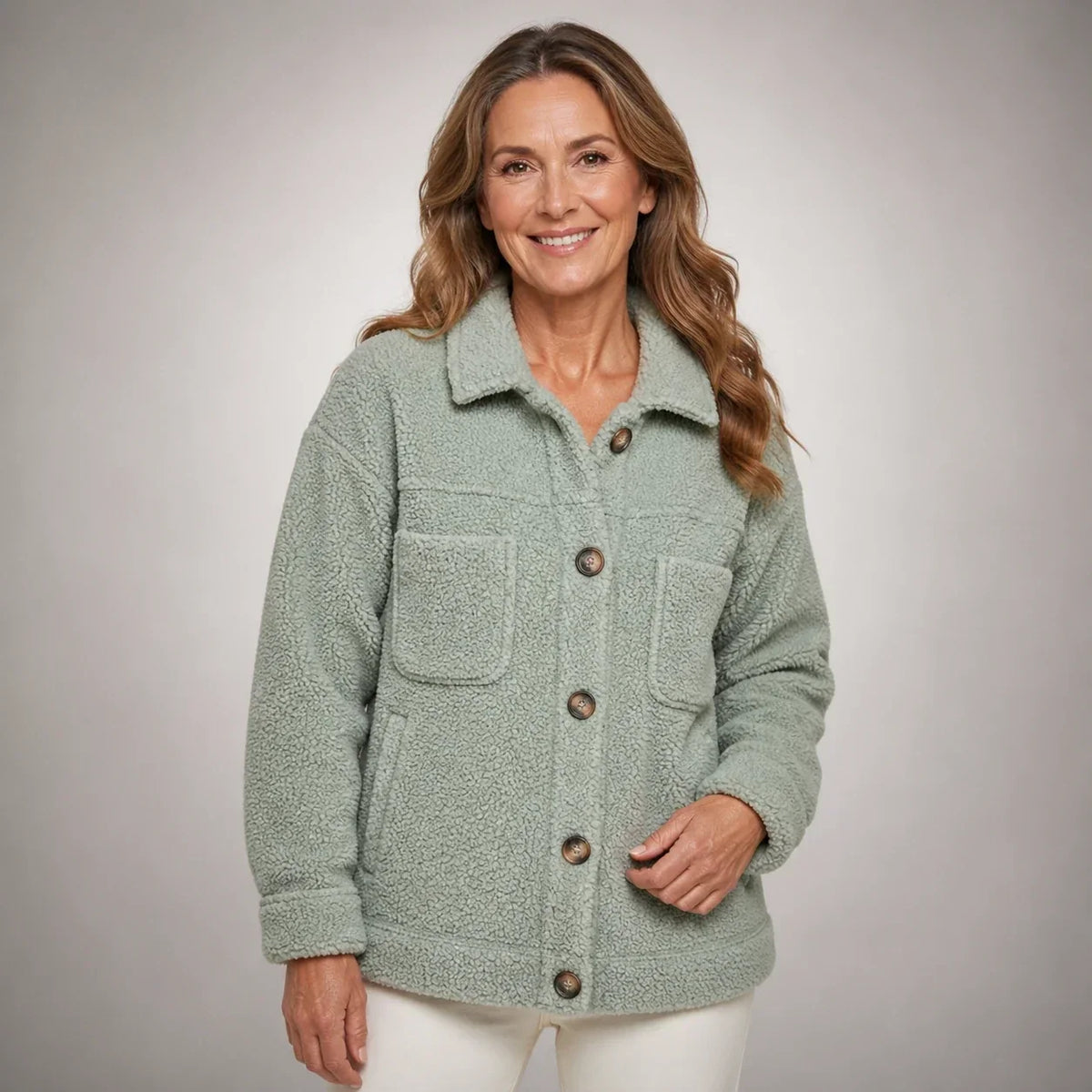 Chaqueta polar suave con botones - Amarillo
