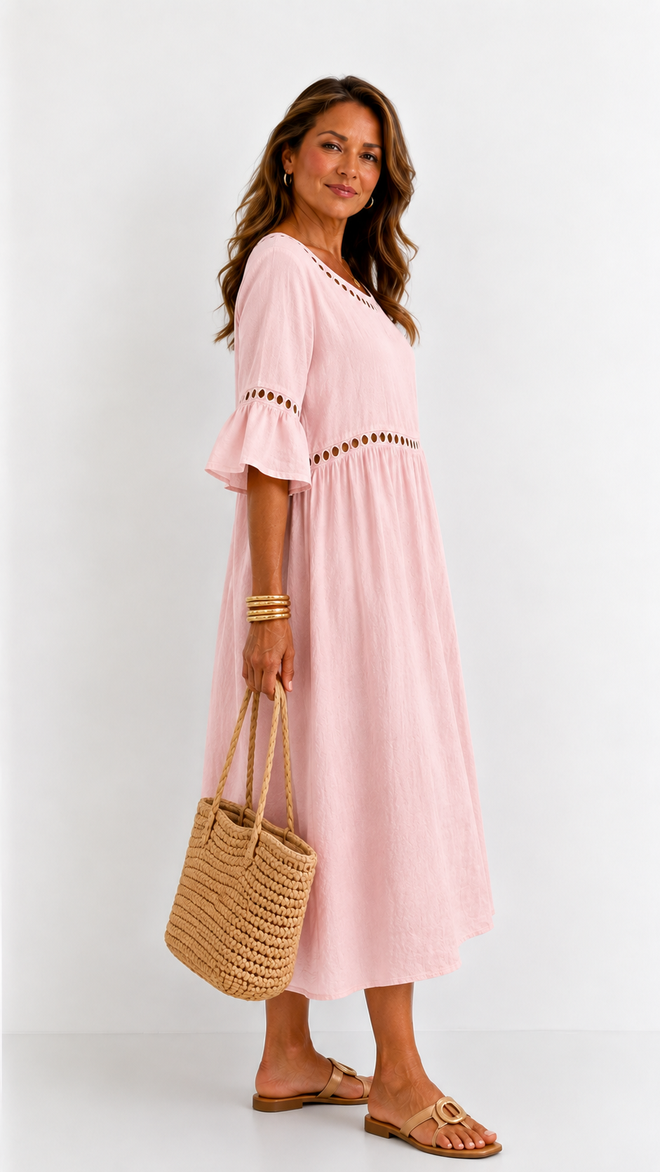 Hélène | Vestido Largo de Lino con Efecto Vientre Plano