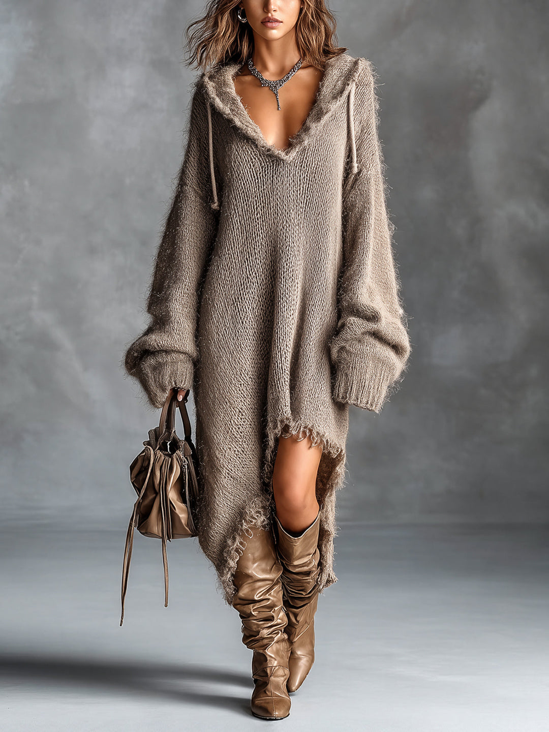 Sophia | Vestido oversize de punto suave con capucha