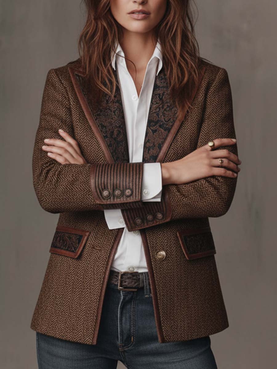 Francesca | Blazer de espiga con detalles estampados