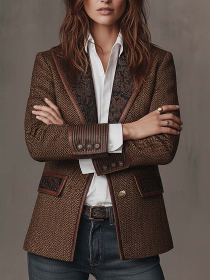 Francesca | Blazer de espiga con detalles estampados