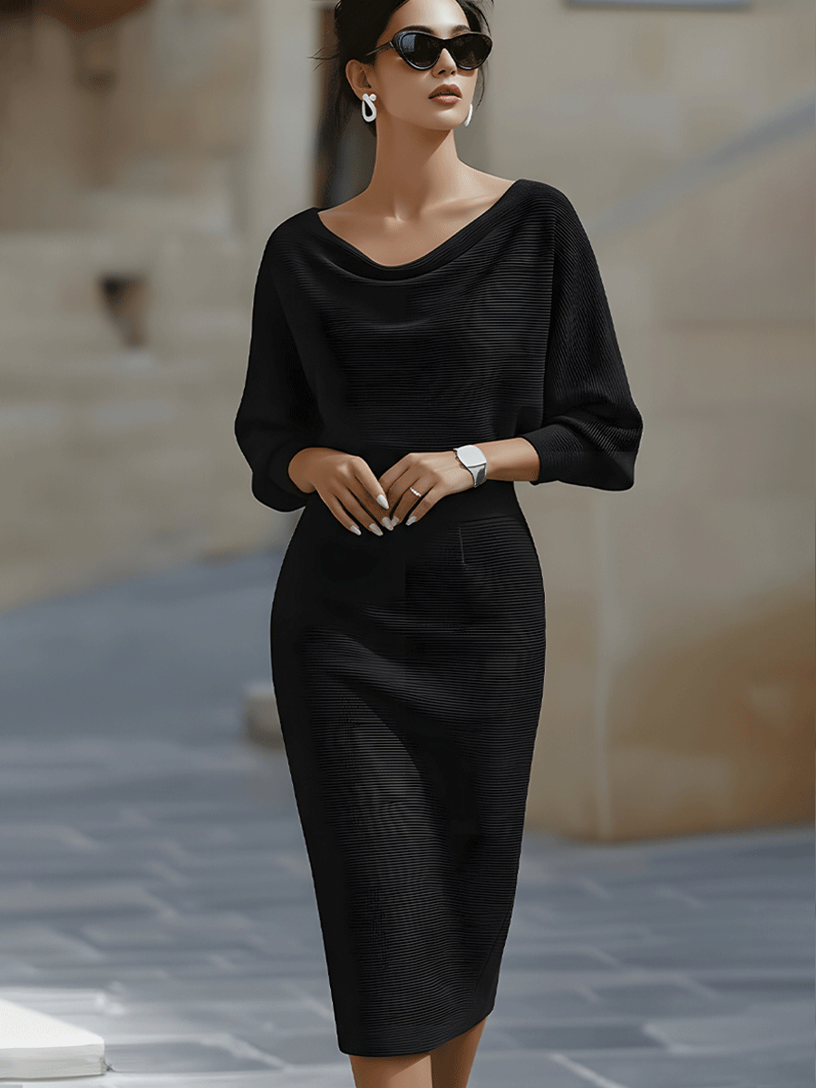 Liliana | Vestido midi con mangas murciélago - Imagen 4