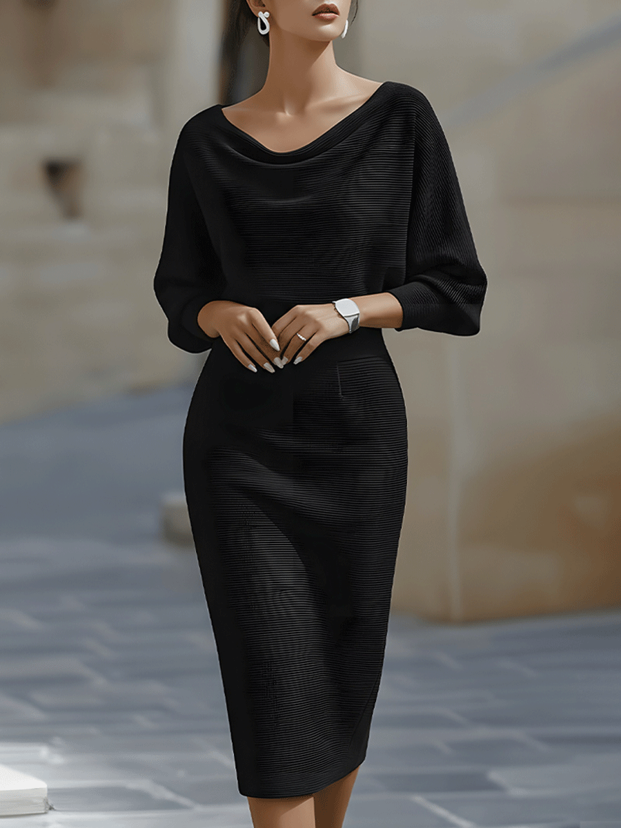 Liliana | Vestido midi con mangas murciélago - Imagen 9