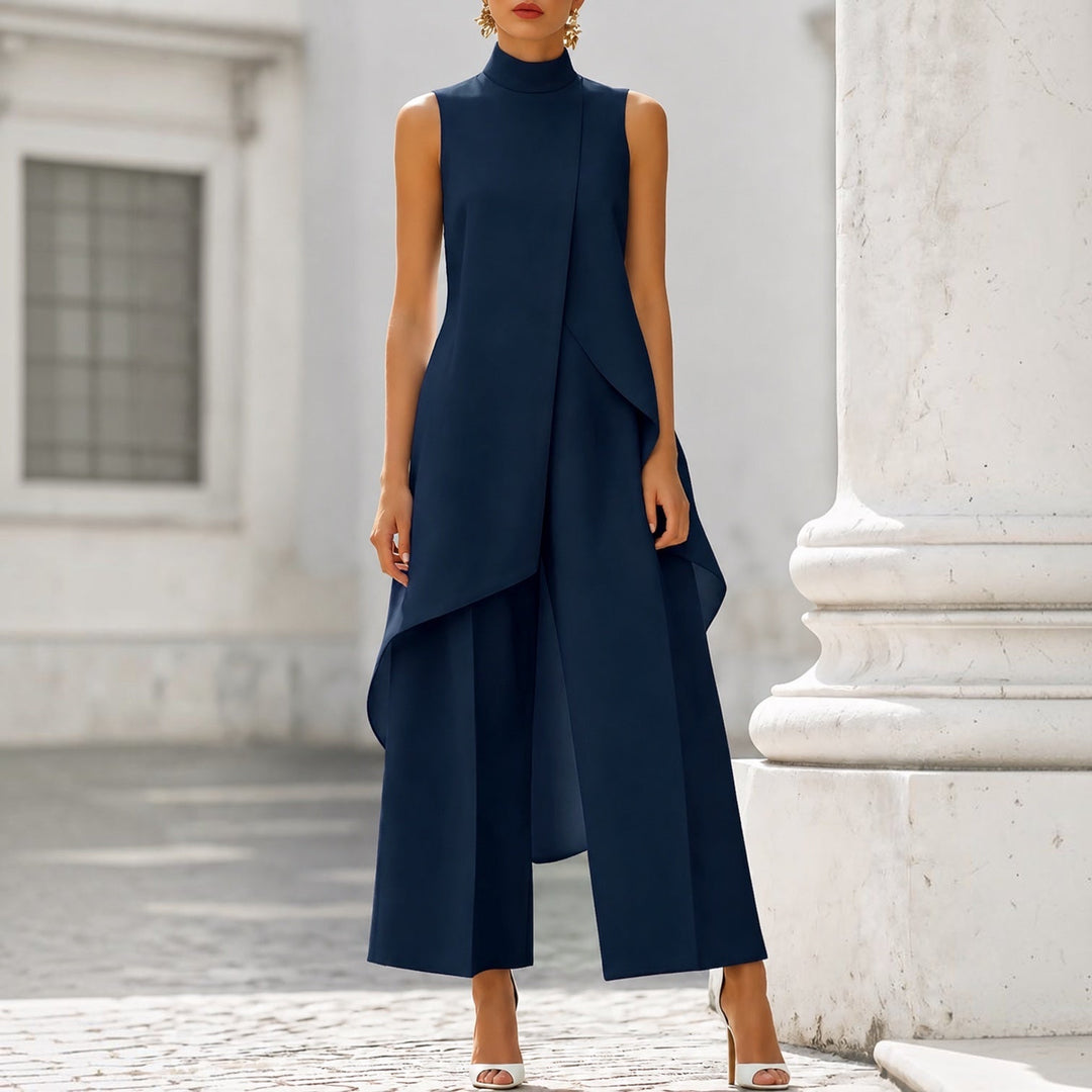 Valentina | Mono elegante con cuerpo drapeado y cuello alto