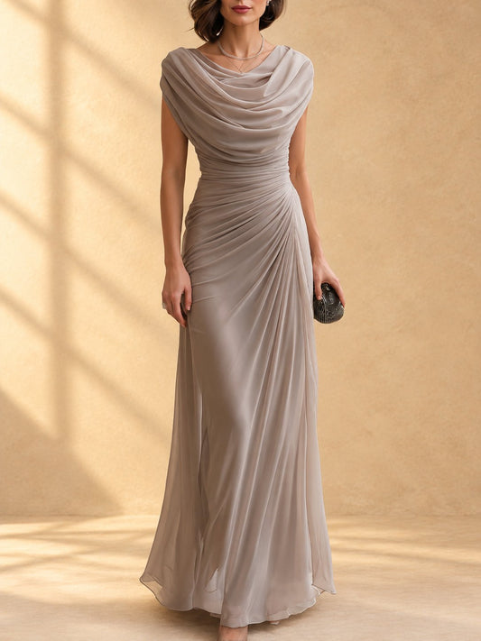 Nicolina | Vestido largo drapeado con escote desbocado - Imagen 1