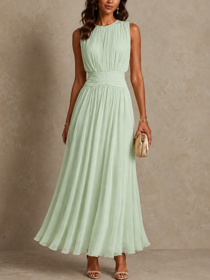 Iselle | Vestido largo sin mangas con cintura fruncida - Imagen 4