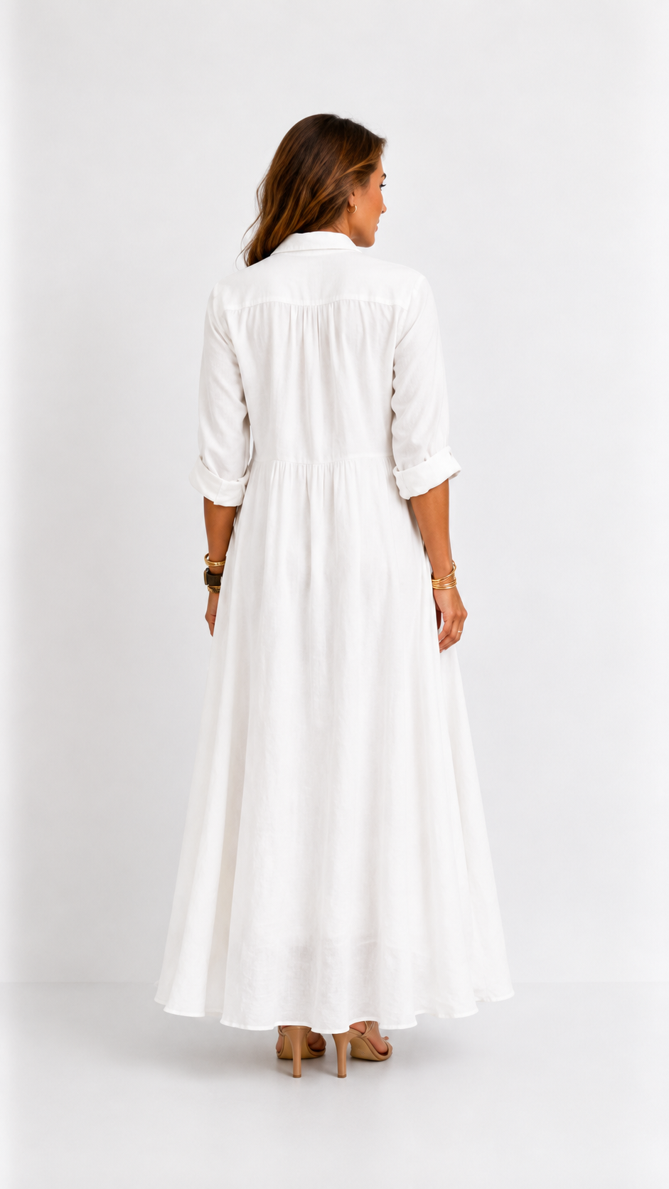 Céline | Vestido Maxi Negro Holgado con Botones