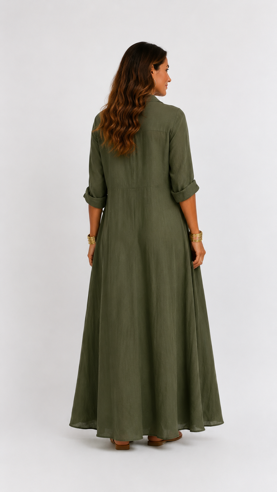 Céline | Vestido Maxi Negro Holgado con Botones