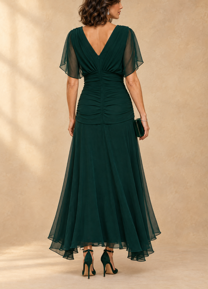 Ernesta | Vestido largo con escote en V drapeado - Imagen 4
