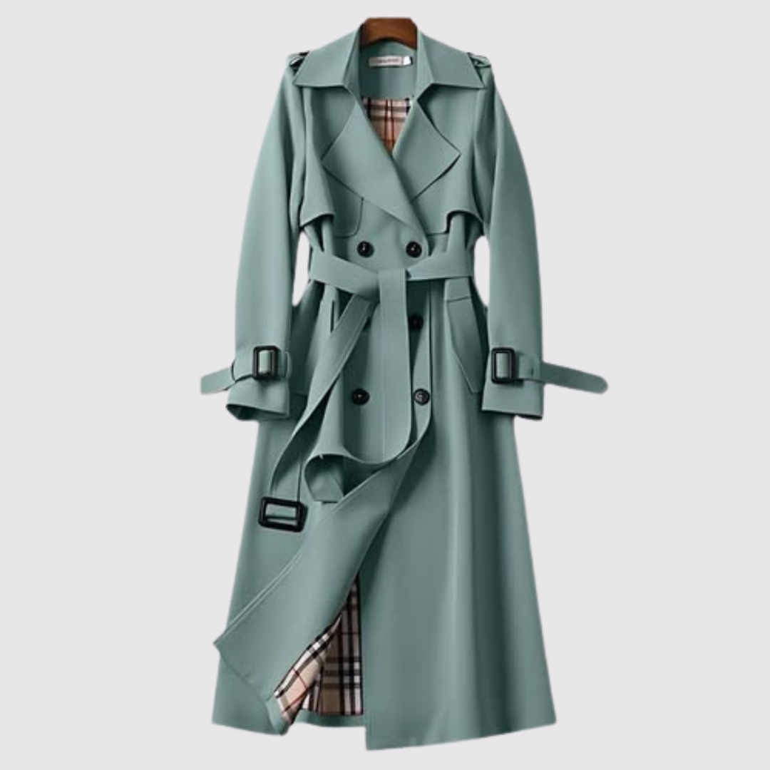 Gabardina clásica con cinturón - Verde