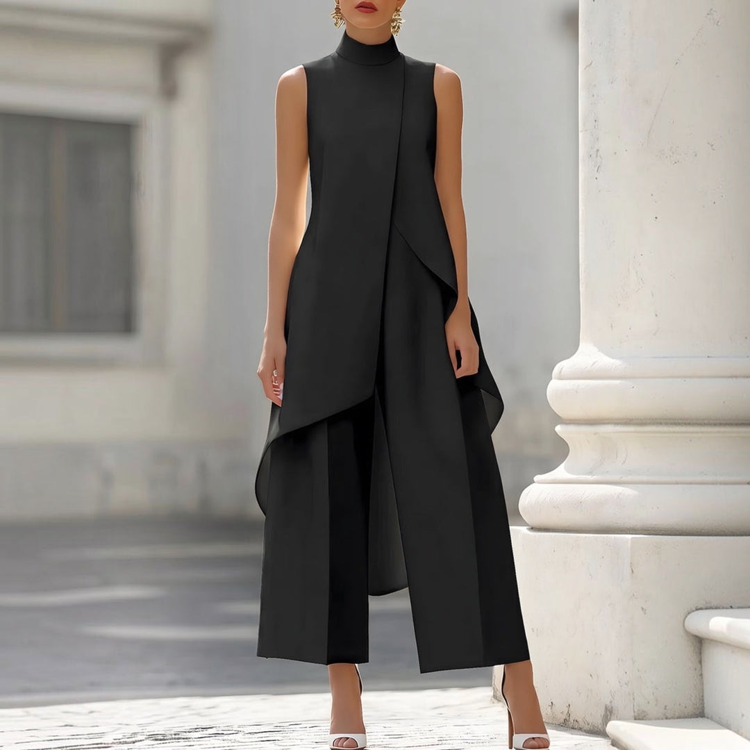 Valentina | Mono elegante con cuerpo drapeado y cuello alto