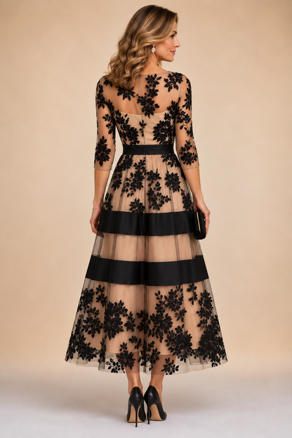 Adeline™ Vestido de fiesta midi con encaje floral
