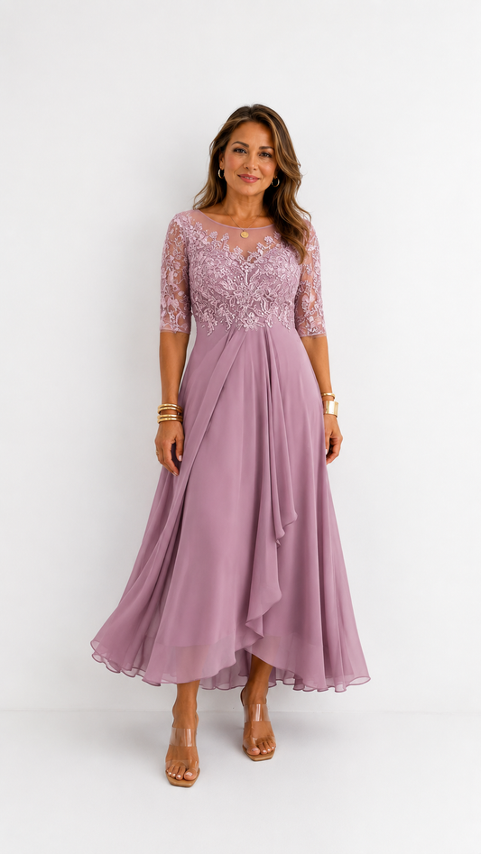 RHONDA | Elegante vestido de encaje Rosa