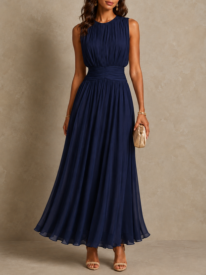 Iselle | Vestido largo sin mangas con cintura fruncida - Imagen 1