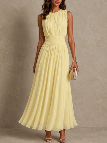 Iselle | Vestido largo sin mangas con cintura fruncida - Imagen 2