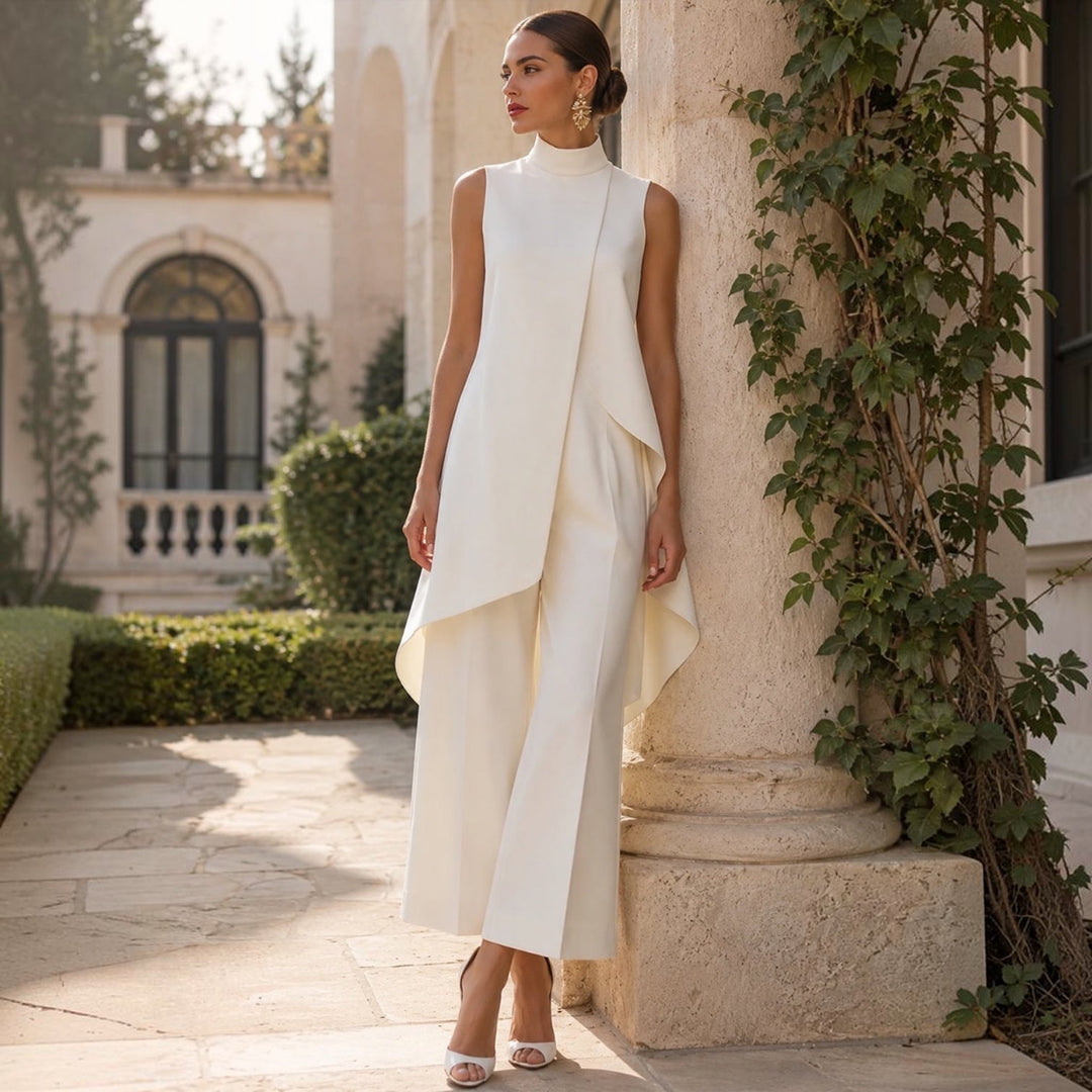 Valentina | Mono elegante con cuerpo drapeado y cuello alto