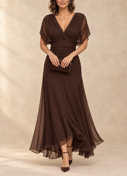 Ernesta | Vestido largo con escote en V drapeado - Imagen 3