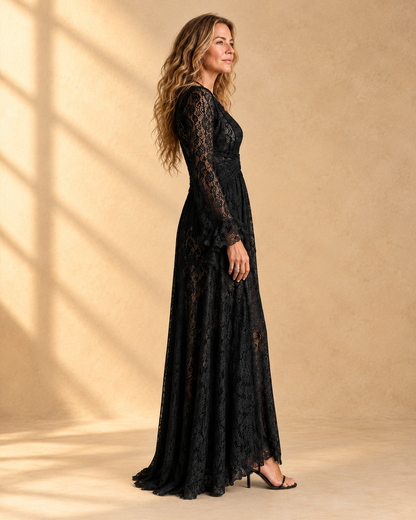 Cristiana | Vestido largo de encaje con escote profundo en V - Imagen 3