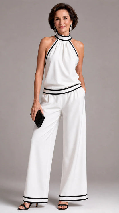 Zephyrine | Jumpsuit Elegante de Cuello Halter con Contraste