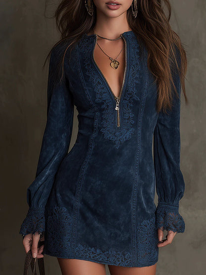 Debbie | Vestido mini de ante - Imagen 1