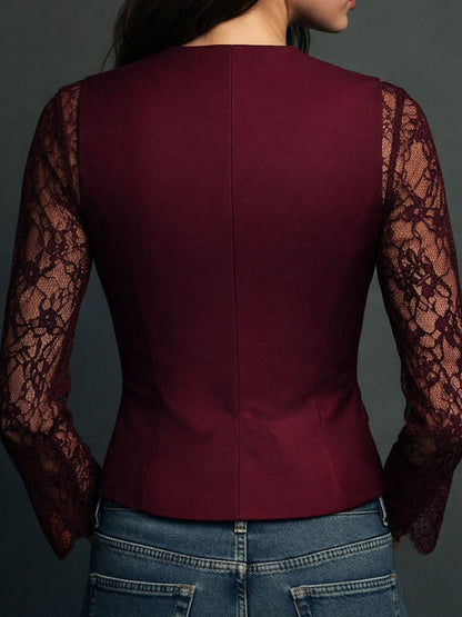 Vittoria | Blazer negro con mangas semitransparentes