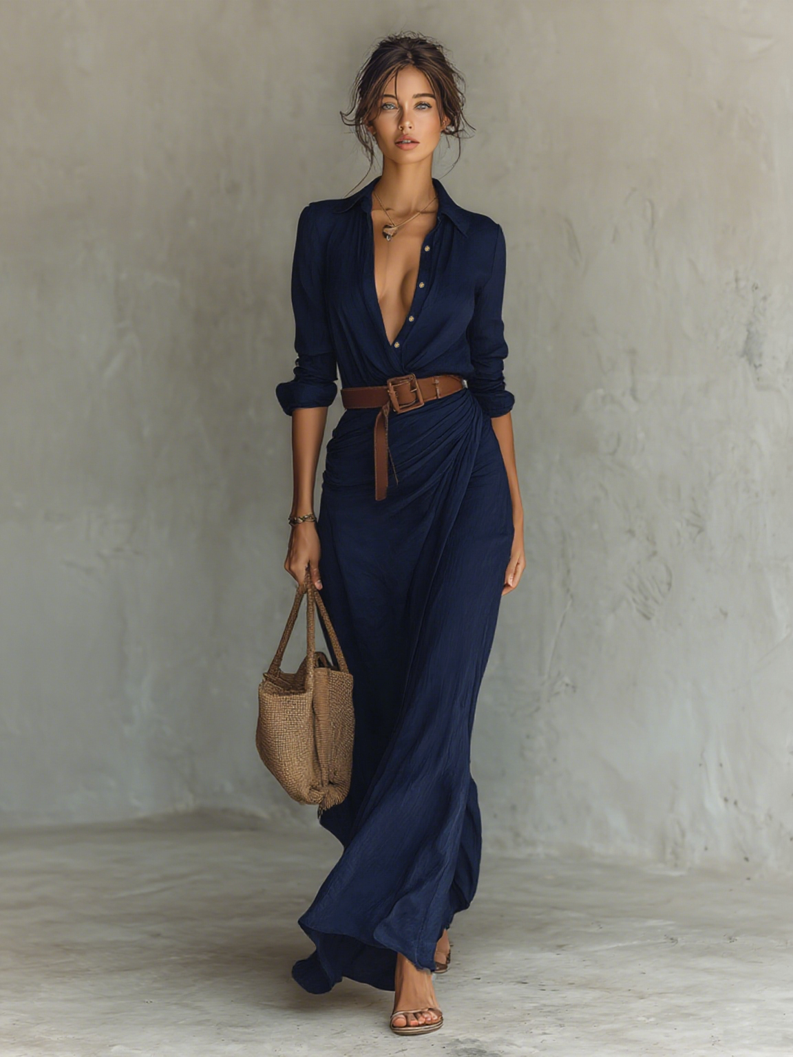 Valentino | Vestido maxi con cuello de solapa