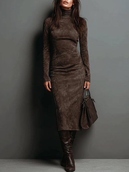 Ava | Vestido midi de efecto ante - Imagen 1