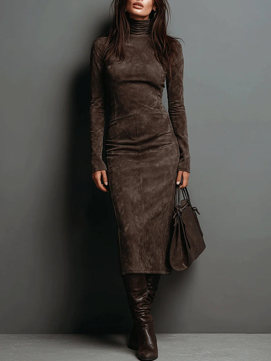 Ava | Vestido midi de efecto ante - Imagen 1