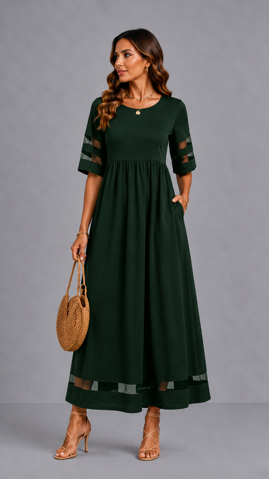 Aubrey™ – Vestido midi que disimula el abdomen