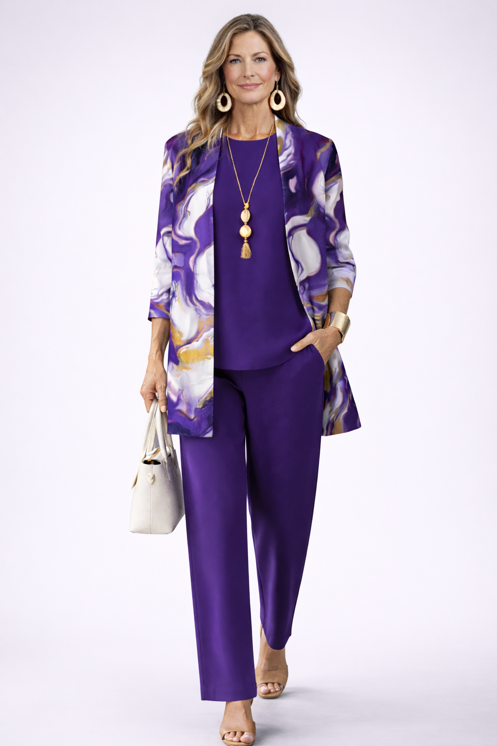 Vina | Conjunto de Tres Piezas Elegancia Clásica — Violeta