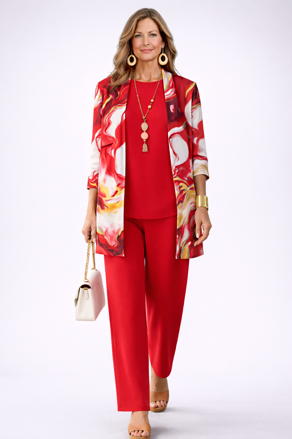 Gail | Conjunto de Tres Piezas Elegancia Clásica — Rojo