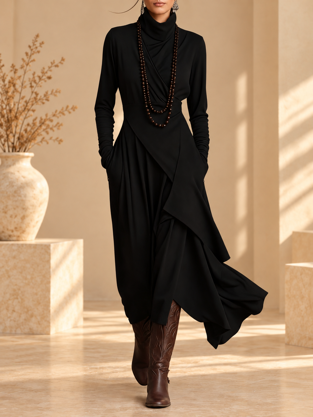 Genevieve | Vestido largo de cuello alto