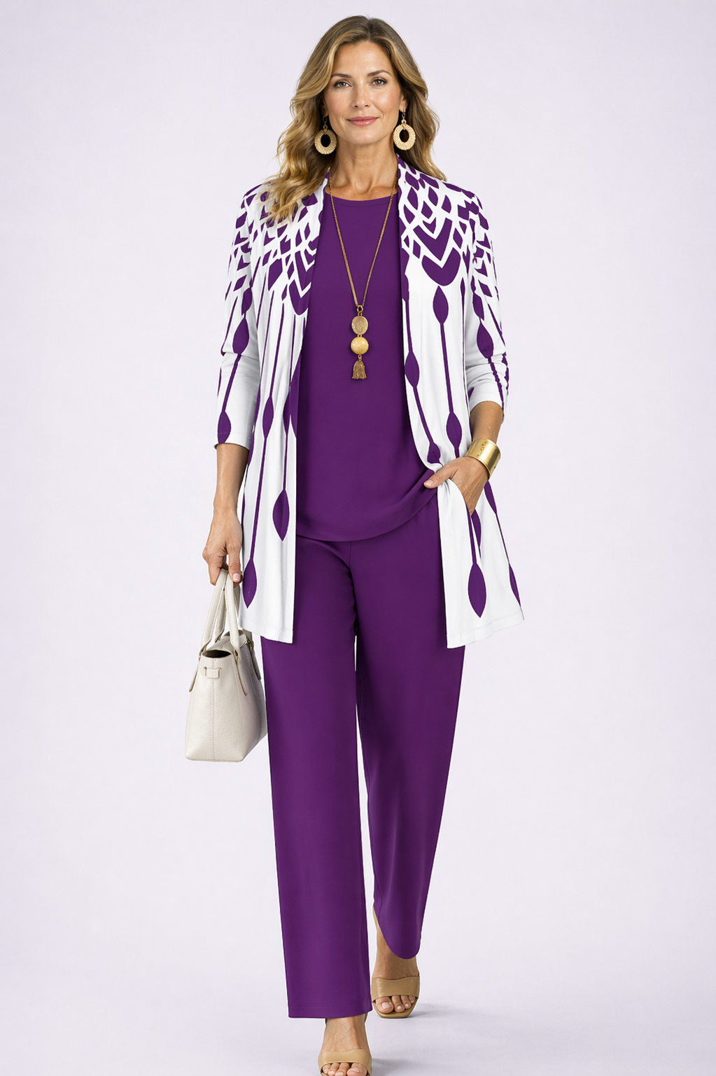 Lalaine | Conjunto de Tres Piezas Elegancia Clásica — Violeta