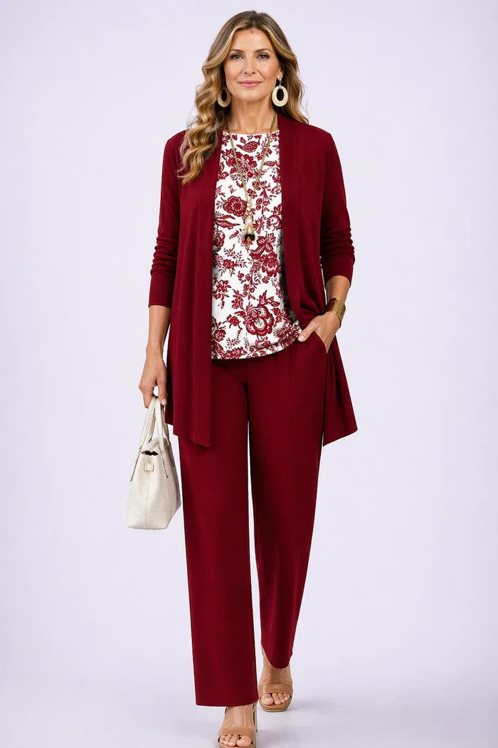Jenilyn | Conjunto de Tres Piezas Elegancia Clásica — Blanco y rojo