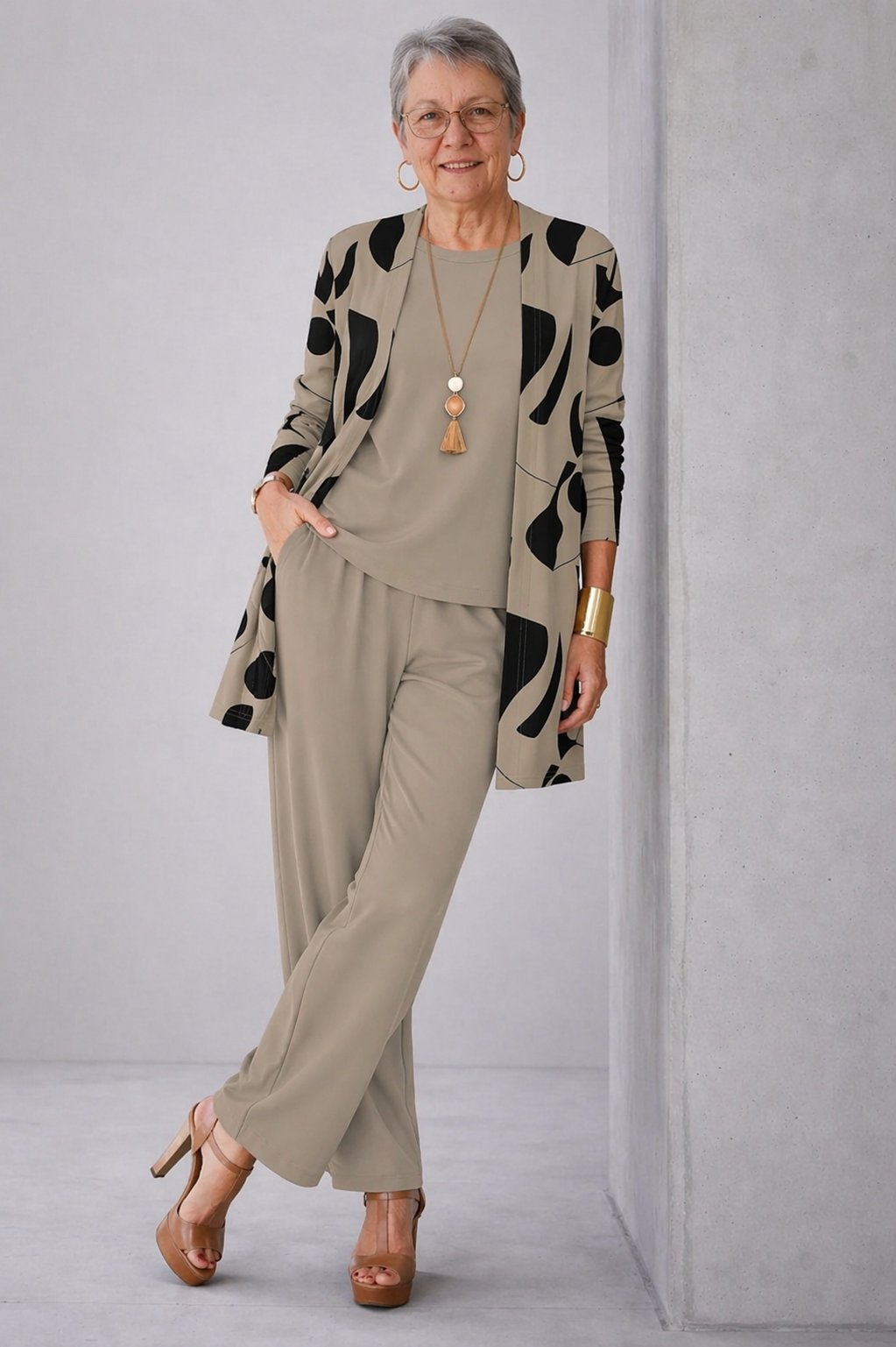 Sherley | Conjunto de Tres Piezas Elegancia Clásica — Caqui