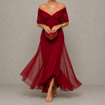 Émilie | Vestido de fiesta drapeado con escote en V