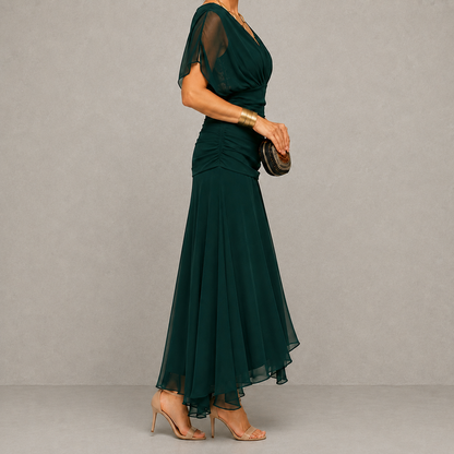 Émilie | Vestido de fiesta drapeado con escote en V