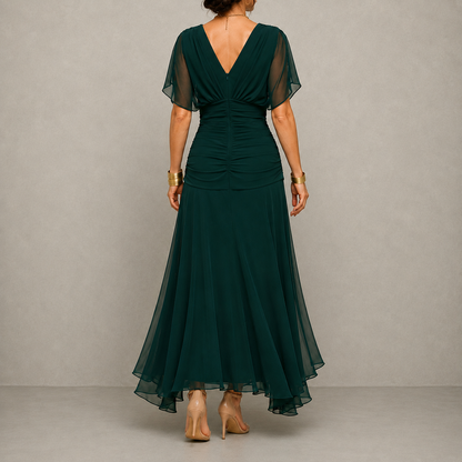 Émilie | Vestido de fiesta drapeado con escote en V