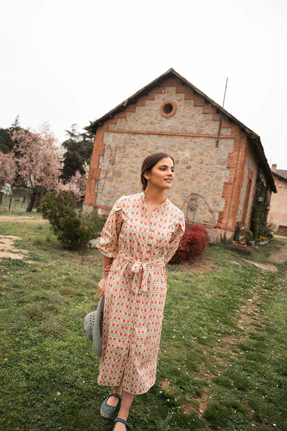 Vestido camisero de algodón con manga francesa abullonada | Emma