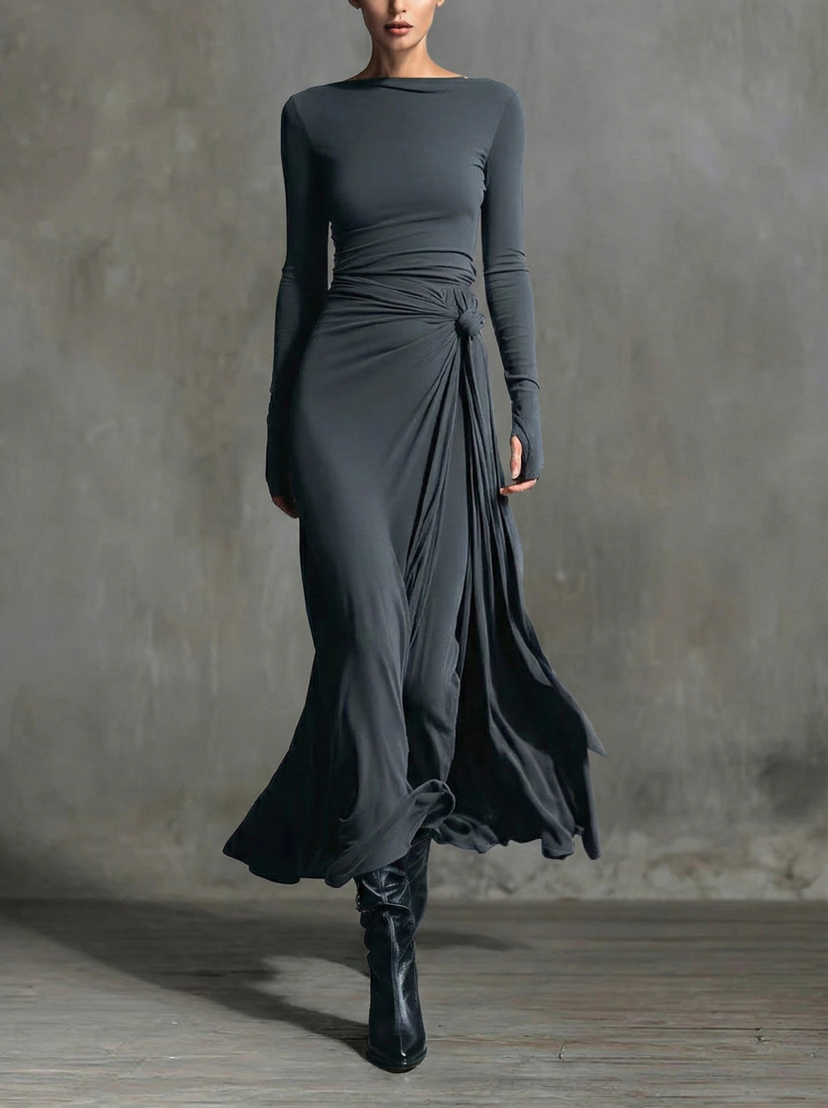 Nadège | Vestido largo con nudo lateral