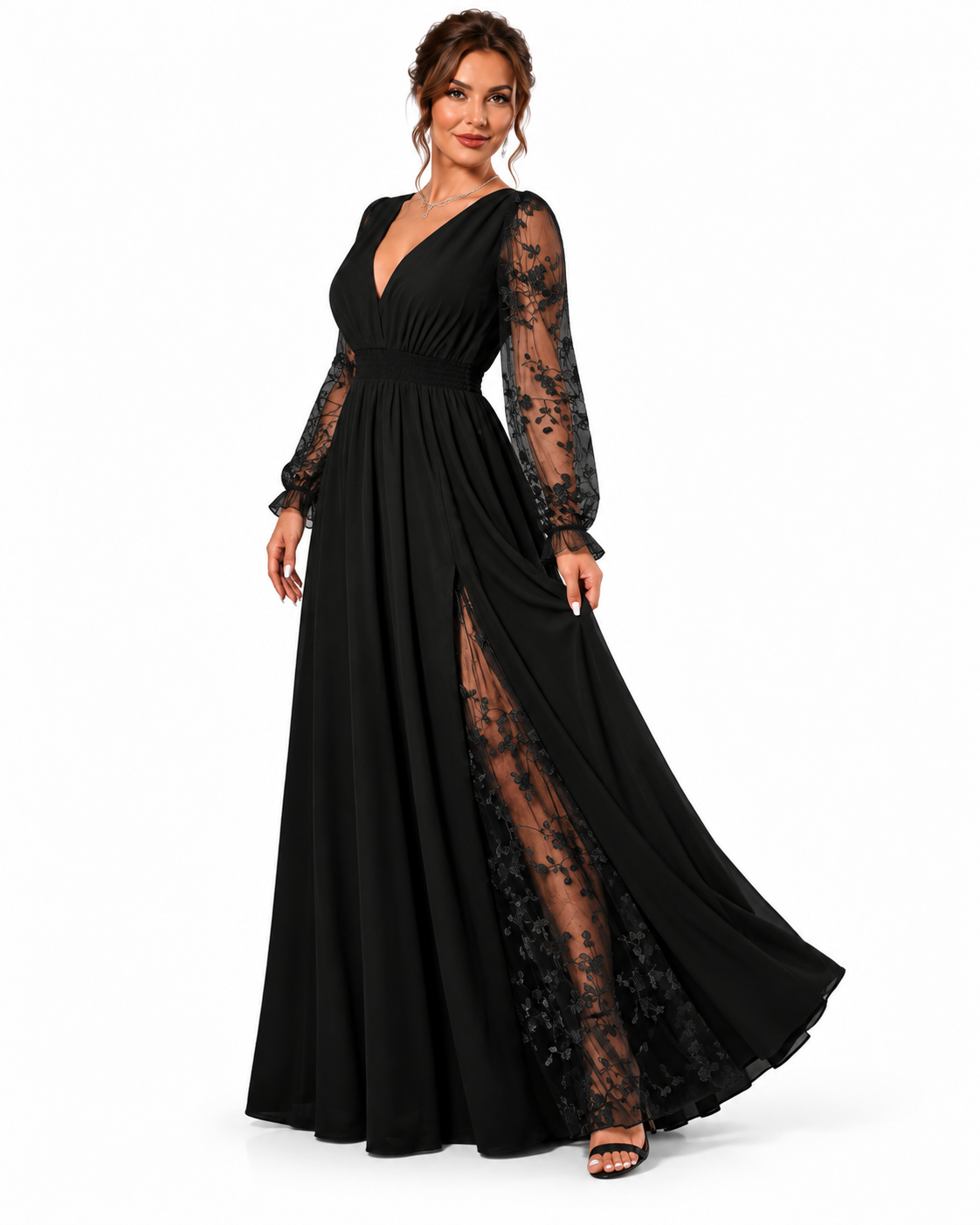 Vestido Celeste – Elegancia Romántica con Encaje