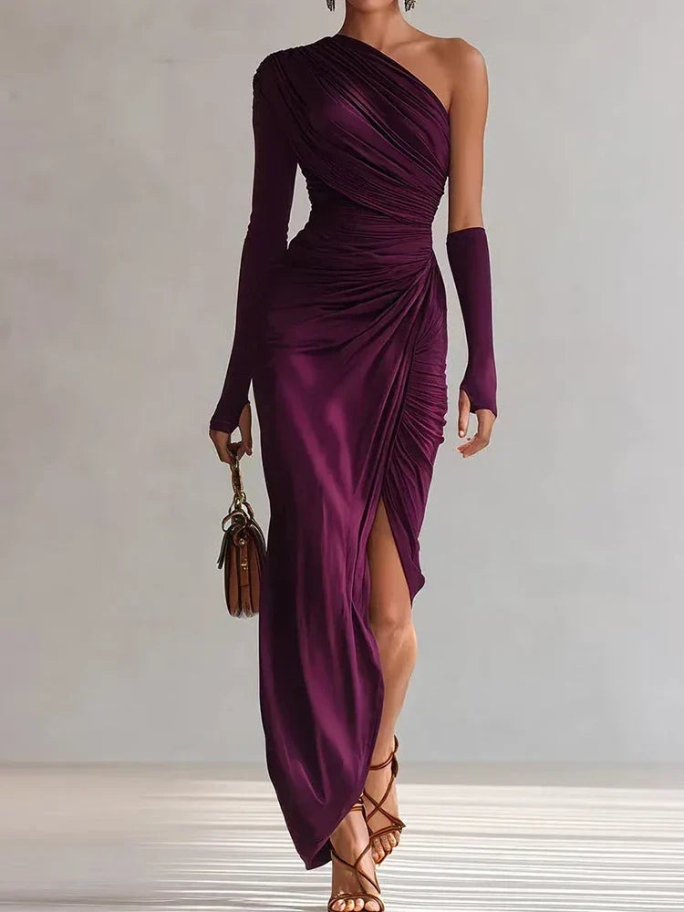 Giuseppina | Vestido largo de un hombro con una sola manga - Imagen 2