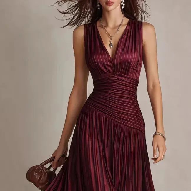 Cordelia | Vestido largo plisado con espalda descubierta - Imagen 3