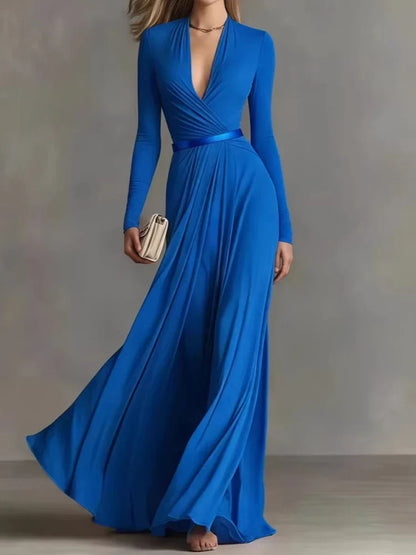 Marietta | Vestido largo con escote profundo en V y manga larga - Imagen 3