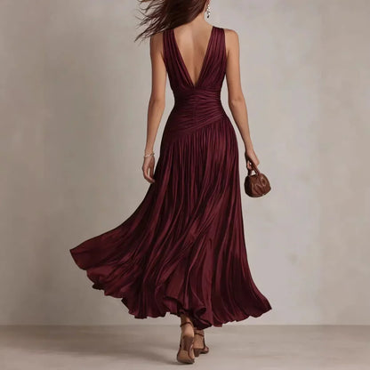 Cordelia | Vestido largo plisado con espalda descubierta - Imagen 2