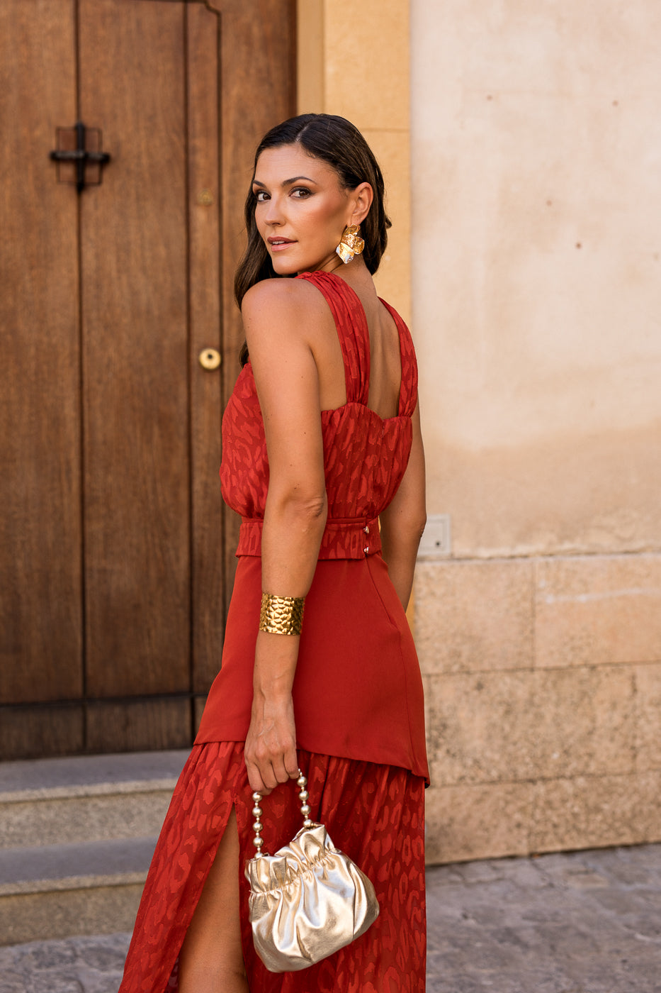 Vestido  largo halter doble falda